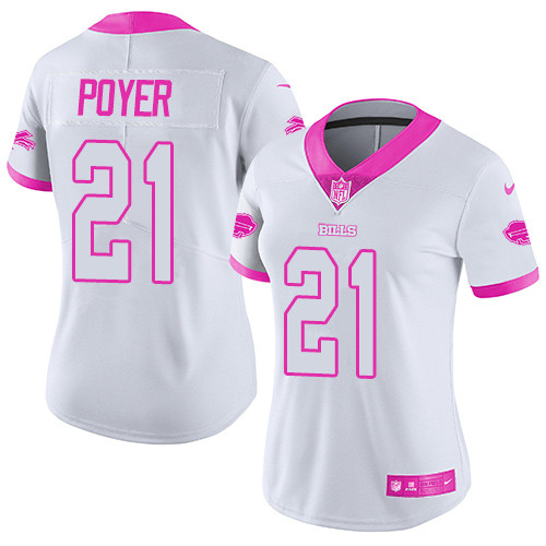 Buffalo Bills #21 Jordan Poyer White/Pink Women's Stitched Limited Rush Fashion Jersey Womens