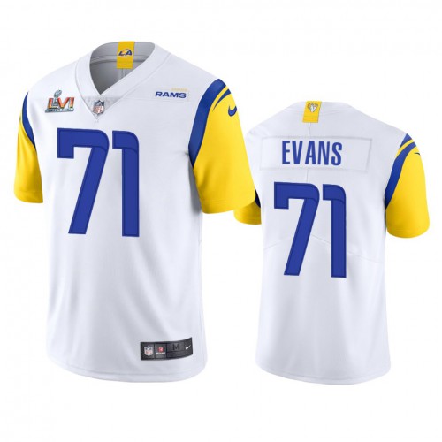 Los Angeles Los Angeles Rams #71 Bobby Evans Men's Super Bowl LVI Patch Alternate Vapor Limited Jersey - White Men's