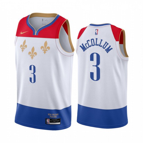 New Orleans Pelicans #3 C.J. McCollum White Womens Swingman 2020-21 City Edition Jersey Womens