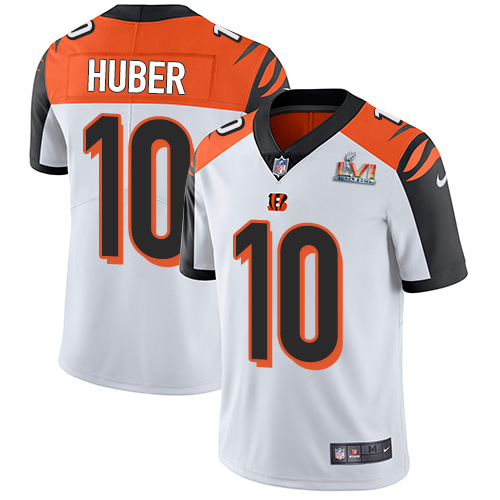 Cincinnati Bengals #10 Kevin Huber White Super Bowl LVI Patch Men's Stitched Vapor Untouchable Limited Jersey Men's