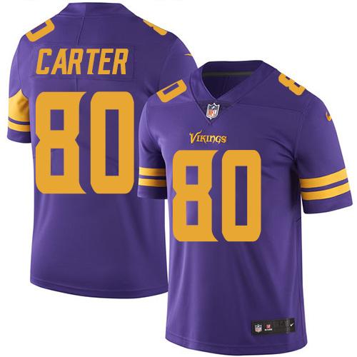 Minnesota Vikings #80 Cris Carter Purple Men's Stitched Limited Rush Jersey Men's