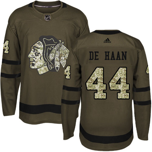 Adidas Chicago Blackhawks #44 Calvin De Haan Green Salute to Service Stitched Jersey Men's
