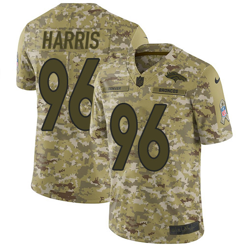 Denver Broncos #96 Shelby Harris Camo Men's Stitched Limited 2018 Salute To Service Jersey Men's