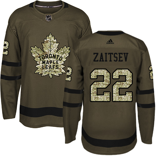 Adidas Maple Toronto Maple Leafs #22 Nikita Zaitsev Green Salute to Service Stitched Jersey Men's