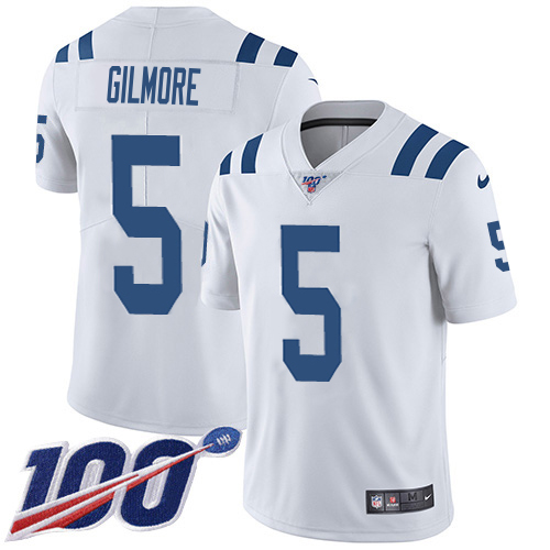 Colts #5 Stephon Gilmore White Youth Stitched 100th Season Vapor Limited Jersey