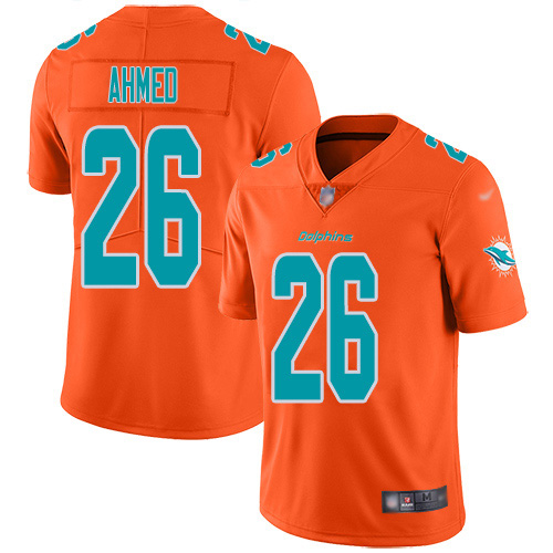 Miami Dolphins #26 Salvon Ahmed Orange Men's Stitched Limited Inverted Legend Jersey Men's