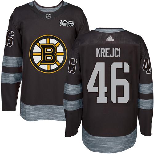 Adidas Boston Bruins #46 David Krejci Black 1917-2017 100th Anniversary Stitched Jersey Men's
