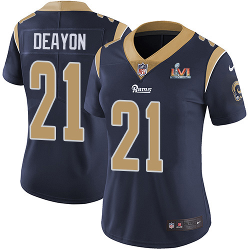 Los Angeles Rams #21 Donte Deayon Navy Blue Team Color Super Bowl LVI Patch Women's Stitched Vapor Untouchable Limited Jersey Womens