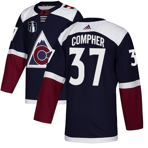 Adidas Colorado Avalanche #37 J.T. Compher Navy 2022 Stanley Cup Final Patch Alternate Authentic Stitched Jersey Men's
