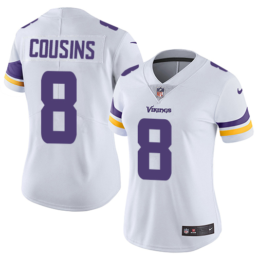 Vikings #8 Kirk Cousins White Women's Stitched Vapor Untouchable Limited Jersey