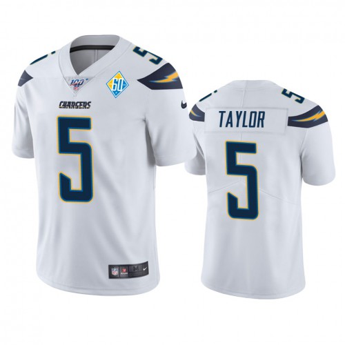 Los Angeles Los Angeles Chargers #5 Tyrod Taylor White 60th Anniversary Vapor Limited Jersey Men's