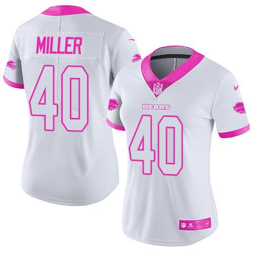 Bills #40 Von Miller White/Pink Women's Stitched Limited Rush Fashion Jersey