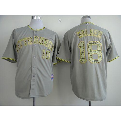 Pittsburgh Pirates #18 Neil Walker Grey USMC Cool Base Stitched Jersey Men's