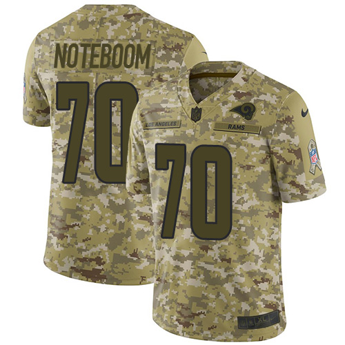 Los Angeles Rams #70 Joseph Noteboom Camo Men's Stitched Limited 2018 Salute To Service Jersey Men's