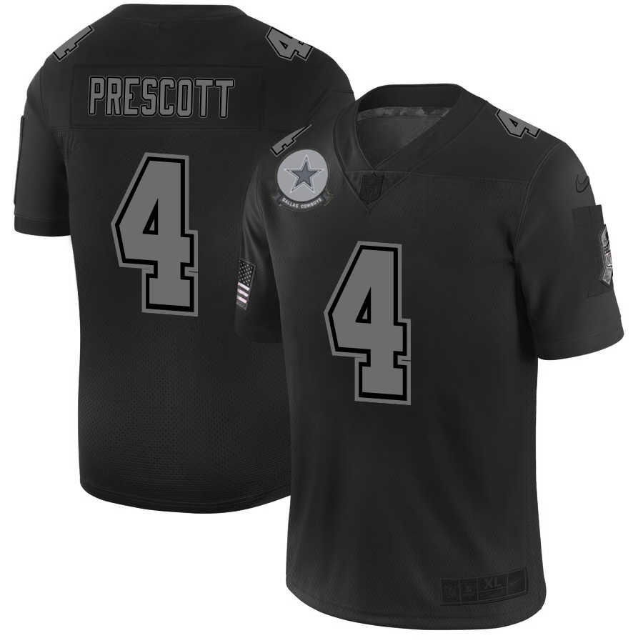Dallas Cowboys #4 Dak Prescott Men's Black 2019 Salute To Service Limited Stitched Jersey
