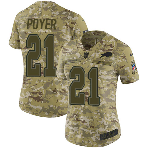 Buffalo Bills #21 Jordan Poyer Camo Women's Stitched Limited 2018 Salute to Service Jersey Womens