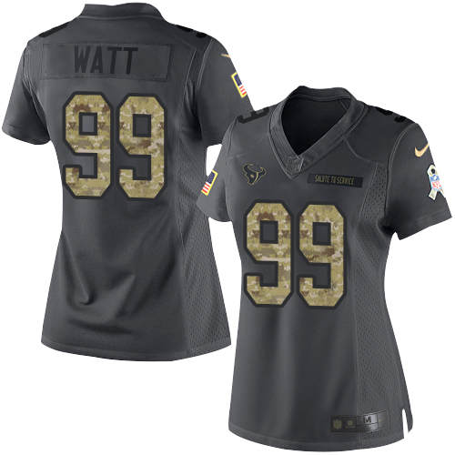 Houston Texans #99 J.J. Watt Black Women's Stitched Limited 2016 Salute to Service Jersey Womens