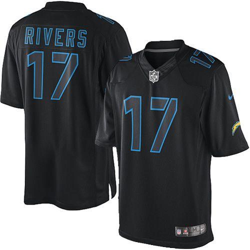 Los Angeles Chargers #17 Philip Rivers Black Men's Stitched Impact Limited Jersey Men's