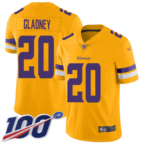 Minnesota Vikings #20 Jeff Gladney Gold Youth Stitched Limited Inverted Legend 100th Season Jersey Youth