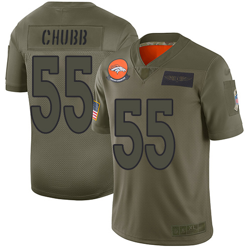 Denver Broncos #55 Bradley Chubb Camo Youth Stitched Limited 2019 Salute to Service Jersey Youth