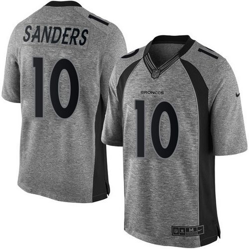 Denver Broncos #10 Emmanuel Sanders Gray Men's Stitched Limited Gridiron Gray Jersey Men's