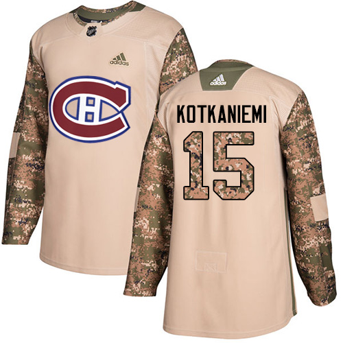 Adidas Montreal Canadiens #15 Jesperi Kotkaniemi Camo Authentic 2017 Veterans Day Stitched Youth Jersey Youth