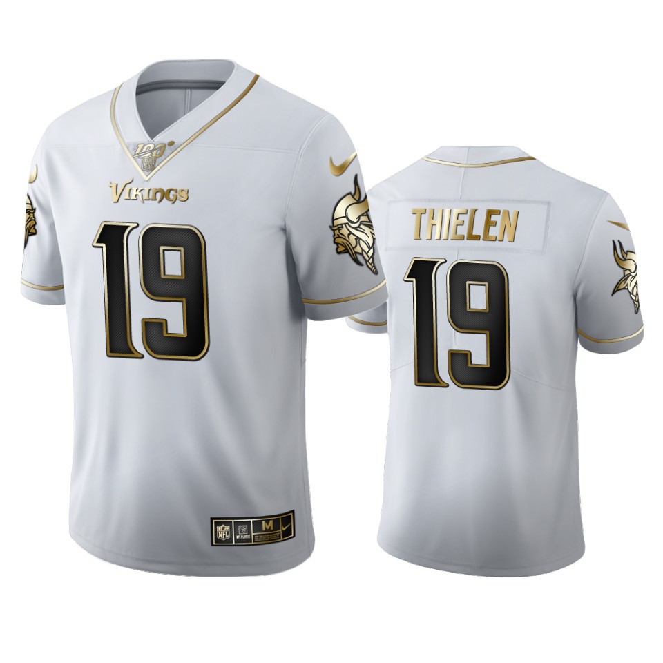 Minnesota Vikings #19 Adam Thielen Men's White Golden Edition Vapor Limited 100 Jersey