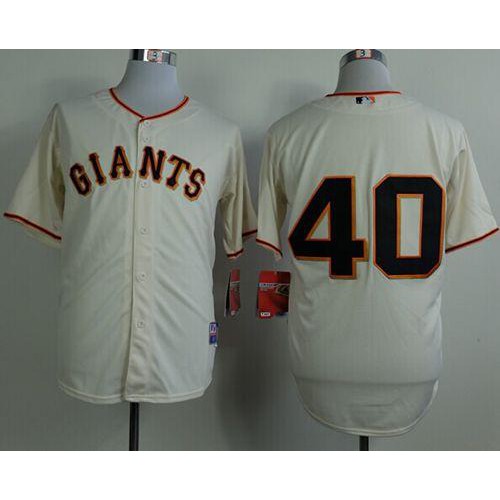 San Francisco Giants #40 Madison Bumgarner Cream Cool Base Stitched Jersey Men's