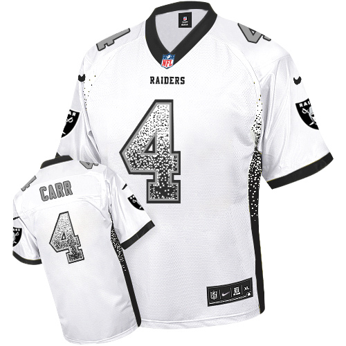 Raiders #4 Derek Carr White Men's Stitched Elite Drift Fashion Jersey