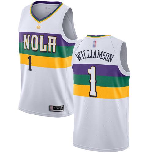 New Orleans Pelicans #1 Zion Williamson White Womens Swingman City Edition 2018/19 Jersey Womens