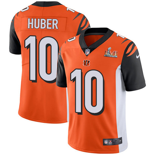 Cincinnati Bengals #10 Kevin Huber Orange Alternate Super Bowl LVI Patch Men's Stitched Vapor Untouchable Limited Jersey Men's
