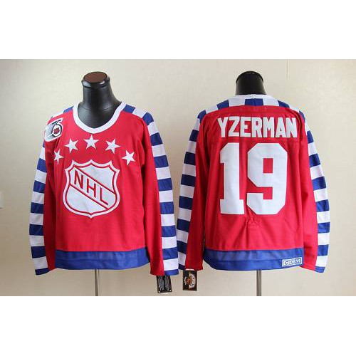 Detroit Red Wings #19 Steve Yzerman Red All Star CCM Throwback 75TH Stitched Jersey Men's