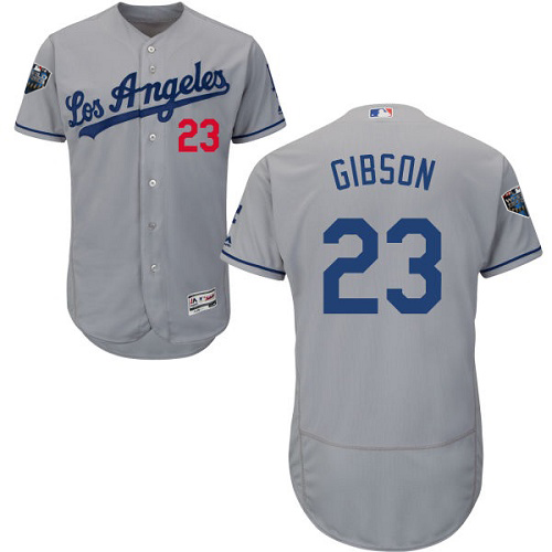 Los Angeles Dodgers #23 Kirk Gibson Grey Flexbase Authentic Collection 2018 World Series Stitched Jersey Men's