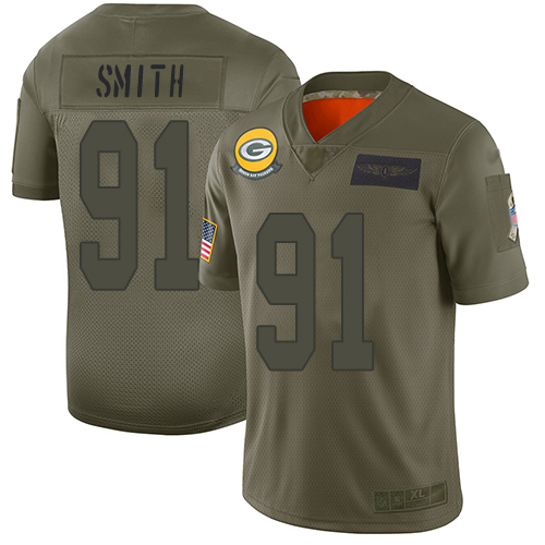Green Bay Packers #91 Preston Smith Camo Men's Stitched Limited 2019 Salute To Service Jersey Men's