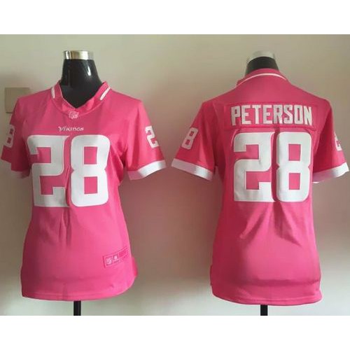 Minnesota Vikings #28 Adrian Peterson Pink Women's Stitched Elite Bubble Gum Jersey Womens