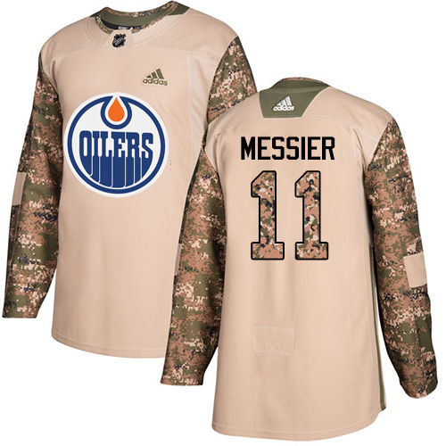 Adidas Edmonton Oilers #11 Mark Messier Camo Authentic 2017 Veterans Day Stitched Jersey Men's