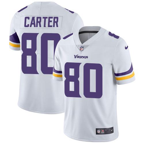 Minnesota Vikings #80 Cris Carter White Men's Stitched Vapor Untouchable Limited Jersey Men's