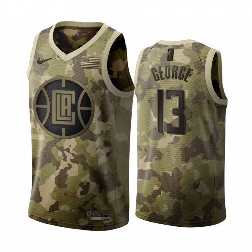 Los Angeles Clippers #13 Paul George 2019 Salute to Service Desert Camo Jersey Mens