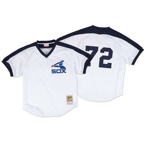 Mitchell And Ness 1981 Chicago White Sox #72 Carlton Fisk White Throwback Stitched Jersey Men's