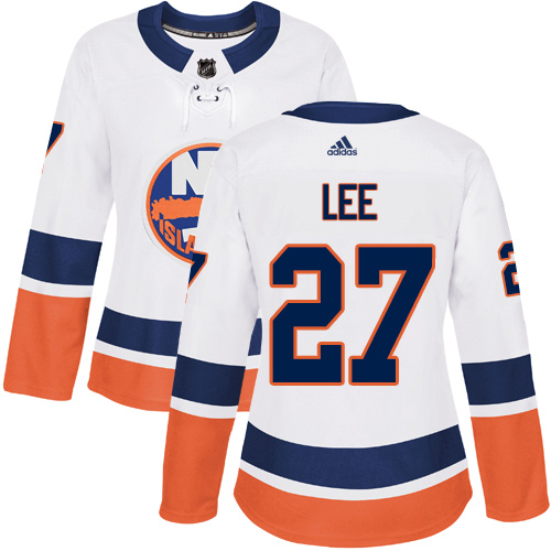 Adidas New York Islanders #27 Anders Lee White Road Authentic Women's Stitched Jersey Womens
