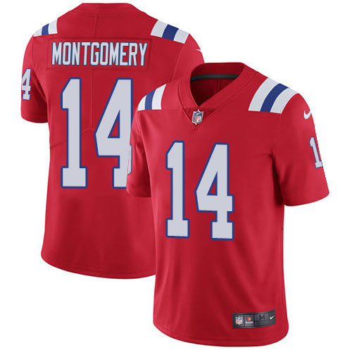 Patriots #14 Ty Montgomery Red Alternate Youth Stitched Vapor Untouchable Limited Jersey