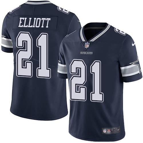Cowboys #21 Ezekiel Elliott Navy Blue Team Color Youth Stitched Vapor Untouchable Limited Jersey