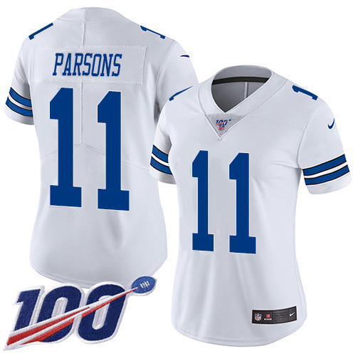 Cowboys #11 Micah Parsons White Women's Stitched 100th Season Vapor Untouchable Limited Jersey