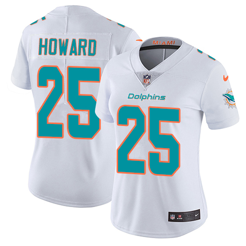 Miami Dolphins #25 Xavien Howard White Women's Stitched Vapor Untouchable Limited Jersey Womens