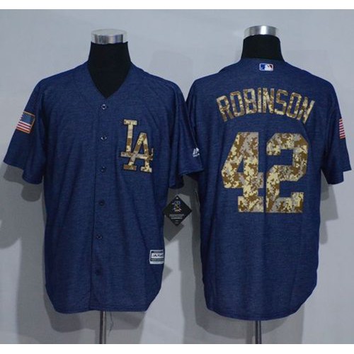 Los Angeles Dodgers #42 Jackie Robinson Denim Blue Salute to Service Stitched Jersey Men's