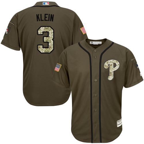 Philadelphia Phillies #3 Chuck Klein Green Salute to Service Stitched Jersey Men's