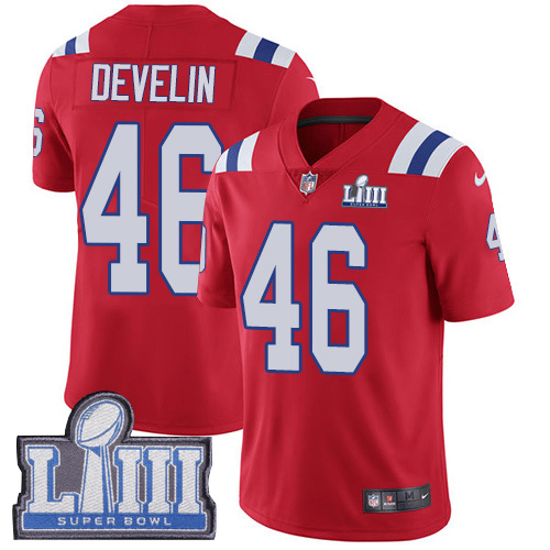 New England Patriots #46 James Develin Red Alternate Super Bowl LIII Bound Men's Stitched Vapor Untouchable Limited Jersey Men's