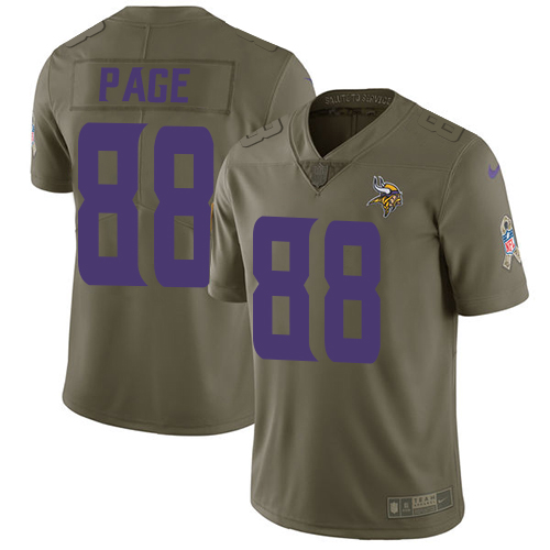Minnesota Vikings #88 Alan Page Olive Men's Stitched Limited 2017 Salute to Service Jersey Men's