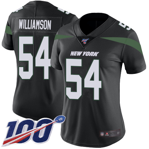 New York Jets #54 Avery Williamson Black Alternate Women's Stitched 100th Season Vapor Limited Jersey Womens