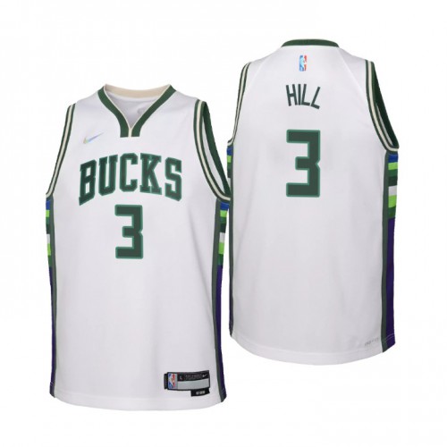 Milwaukee Milwaukee Bucks #3 George Hill Youth White 2021/22 Swingman Jersey - City Edition Youth